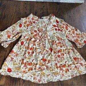 Floral Boho Dress with Tie Front